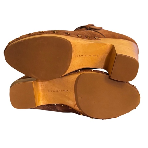 🌰Veronica Beard Dacey Studded Suede Clogs in Pecan, Size 9 - Picture 9 of 10